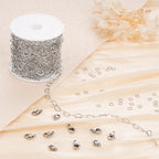 Jabogrii 5 Meters Stainless Steel Heart Chain for Jewelry Making Silver DIY Craft Jewelry Making Chain with Lobster Clasps and Jump Rings - color: Hollow Heart Silver