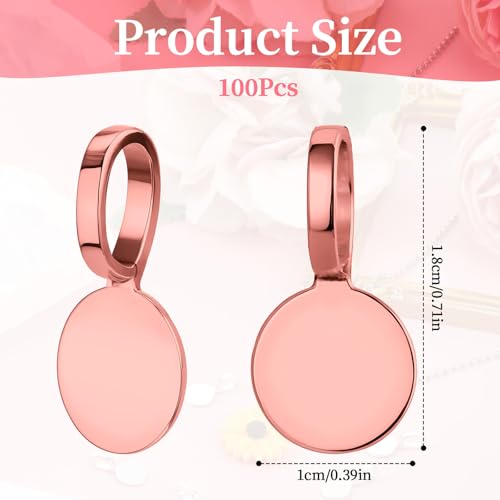Psyqtsuary 100 pcs Bails for Jewelry Making Silver on Flat Pad Bails Round Pendants Charms Connector Hanger Glue On Pendant Bail Jewelry Bail - color: Rose Gold