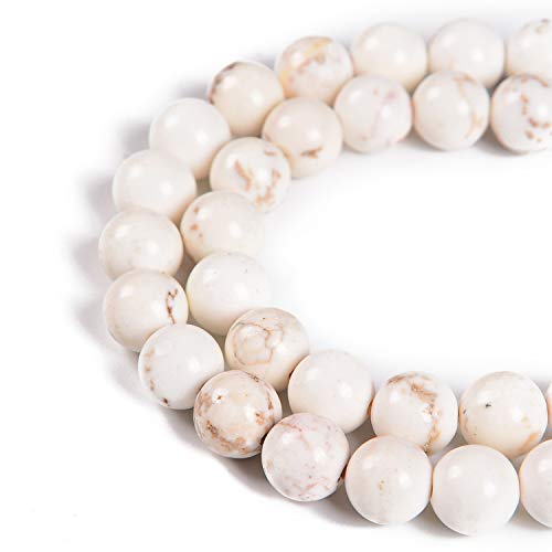 36pcs 10mm Natural Stabilized White Turquoise Gemstone Round Spacer Loose Stone Beads for Jewelry Making 15.5" 1 Strand (Stabilized White Turquoise, 10mm 36Beads) - color: Stabilized White Turquoise, size: 10mm 36Beads