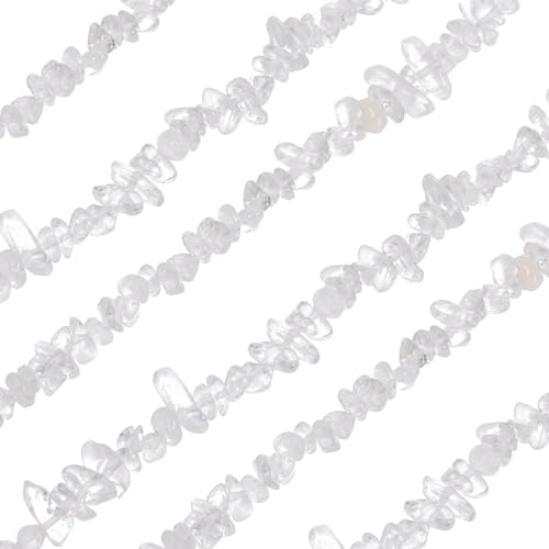 MECCANIXITY 310 Pcs Natural Drilled Rock Crystal Gemstone Chips Bulk 3mm to 5mm Dia. Irregular Tumbled Crystal Chip Beads for Jewelry Making Craft Supplies (Transparent) - color: Rock Crystal, size: 3-5mm
