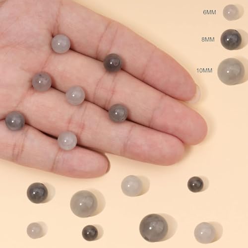 8mm Genuine Cloudy Quartz Crystal Bead Gemstone Round Semi Precious Loose Beads for Jewelry Making 15" - color: Cloudy Quartz Crystal, size: 8mm