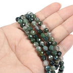 6mm Moss Agate Faceted Gemstone Round Loose Beads Strand 15.5-16" DIY Jewelry Making - color: Moss Agate