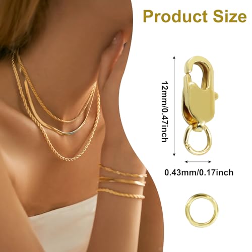 10Pcs Lobster Claw Clasp with Jump Ring, 18K Gold Jewelry Clasps for Necklace, Bracelets(Gold) - color: gold, size: 10