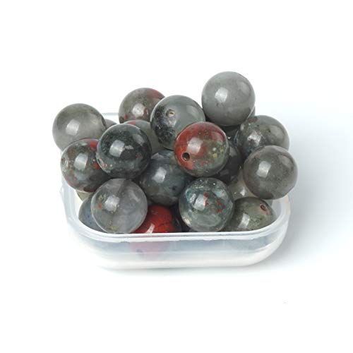 100Pcs Natural Stone 6mm African Blood Stone Round Loose Gemstone Energy Healing Beads Hole Size 1mm DIY Smooth Beads for Bracelet Necklace Earrings Jewelry Making - color: African Blood Stone, size: 6mm