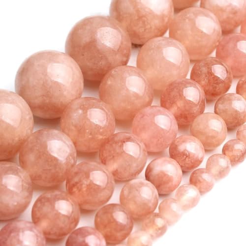 Stone Beads, 45pcs Sunstone, 8mm Round Loose Beads for Jewelry Making, Bracelets, with Bag, String & Card - color: Sunstone, size: 8mm