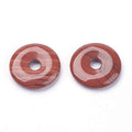 FASHEWELRY 5Pcs Natural Red Jasper Donut Disc Pendants 28-30mm Large Hole Healing Chakra Circle Coin Gemstone Bead Charms for Jewelry Craft Making - color: Red Jasper, 28-30mm