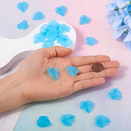 Crafans 100Pcs Frosted Acrylic Leaf Charms 24x22.5x3mm Transparent Plant Pendants Clear Autumn Maple Leaves Beads Charms for Jewelry Making (Cadet Blue) - color: Cadet Blue