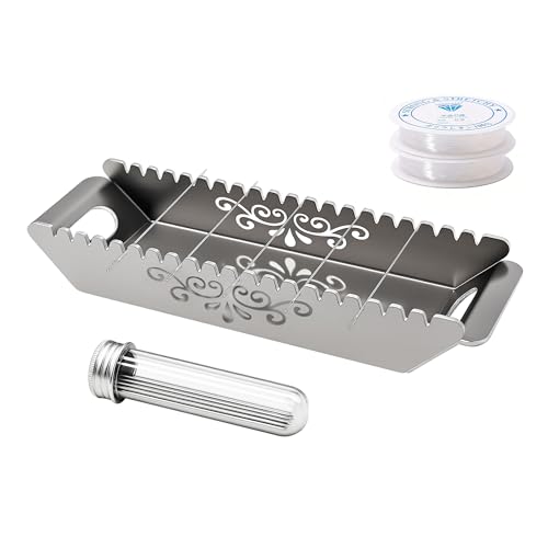 Sthmeyue Bead Baking Rack, Polymer Clay Tools, Clay Bead Drying Rack Jewelry Making Supplies（with 20 Pins & 2 Roll of Elastic Strings）