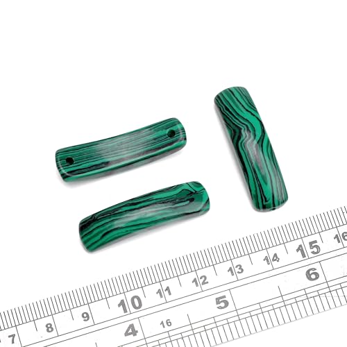 BEADIA Natural Curved Malachite Stone Beads 36x10mm 4pcs for DIY Bracelet Jewelry Making - color: Malachite