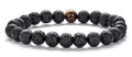 Hamoery Men Women 8mm Tiger Eye Stone Beads Bracelet Elastic Natural Stone Yoga Bracelet Bangle - color: Lava Tiger Eye-21003
