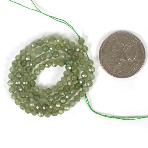 Natural Green Kyanite 4mm Faceted Round Beads Loose Beads 16 Inch for Jewelry Making Beads - color: Green Kyanite