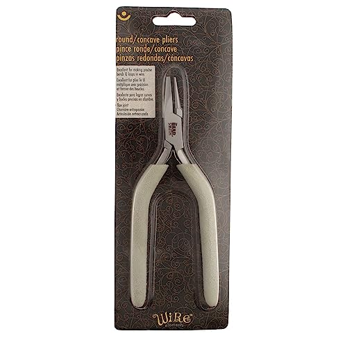 The Beadsmith Concave (Hollow)/Round Nose Pliers – Wire Elements Series – 6.25” (159mm) – Steel Jaws & Double-Leaf Springs – European Design & Quality – Tool for Looping, Bending & Jewelry Making