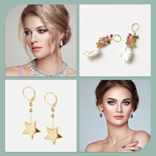 100pcs 18K Gold Filled Leverback Earring Hooks, Hypoallergenic French Dangle Ear Wire Findings for DIY Jewelry Making (Gold) - color: Gold