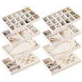 8 Pcs Jewelry Drawer Organizers, Velvet Jewelry Trays for Drawer, Stackable Jewelry Trays, Ideal for Rings, Earrings, Bracelets, Necklaces, Beige - color: Beige