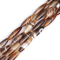 GEM-Inside 8x30mm Natural Brown Botswana Onyx Agate Stone Semi Precious Rice Olive Oval Chakras Beads for Jewelry Making DIY Handmade Craft Supplies 15" - size: Brown-8x30mm
