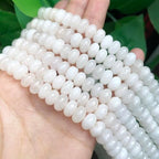 Songxi 5x8mm Natural White Jade Stone Rondelle Beads, 75 PCS Spacer Round Abacus Beads for Jewelry Making, Gemstone for Bracelet Necklace, Arts and Crafts - color: White Jade