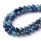 36pcs 10mm Natural Blue Dragon Vein Agate Stone Beads Crystal Healing Energy Beads for Jewelry Making DIY Bracelet Necklace Earrings 15" (Blue Dragon Vein Agate, 10mm) - color: Blue Dragon Vein Agate, size: 10mm