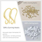 Earring Hooks, 230PCS 14K Gold Plated Earring Findings for Jewelry Making Hypoallergenic Ear Wires for DIY Bulk Pack - color: 14K Gold-Thick Earring Hooks