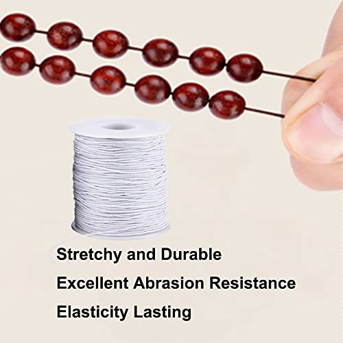 LUSTEMBER Elastic String for Bracelets, 1 mm x 110 Yards Sturdy Stretchy Elastic Cord for Jewelry Making, Necklaces, Beading - White - size: White