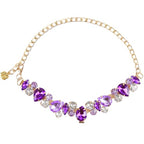 HOWWFALY Dog Collar and Cat Collar Gold Chain Necklace Stainless Steel Adjustable Purple Diamonds Collar with Cute Pet Paw for Small Medium Pets Cats Dogs Kitten Puppy (Purple, S) - color: Purple, size: Small