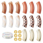 Spritewelry 70pcs Acrylic Curved Tube Beads for Bracelets Making Chunky Bamboo Tube Beads Noodle Curved Beads Bangle Acrylic Tube Beads for Jewelry Making Earring Necklace Crafts Kits - color: Brown-70PCS