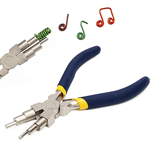 AHIER 6 in 1 Bail Making Pliers Wire Looping Forming Pliers, 3mm to 10mm Wire Bending Plier with Non-slip Comfort Grip Handle for Jewelry Making, Loops, Jump Ring (Round)