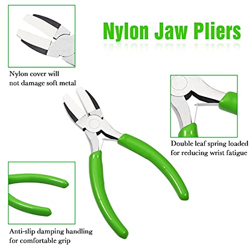 2 Pieces 5" Double Nylon Jaw Flat Nose Pliers Mini Precision Pliers Wire Looping Pliers Wire Bending Pliers Jewelry Making Pliers for Handmade DIY Hobby Projects Tools - style: 2 Set 5-Inch Nylon Jaw Pliers