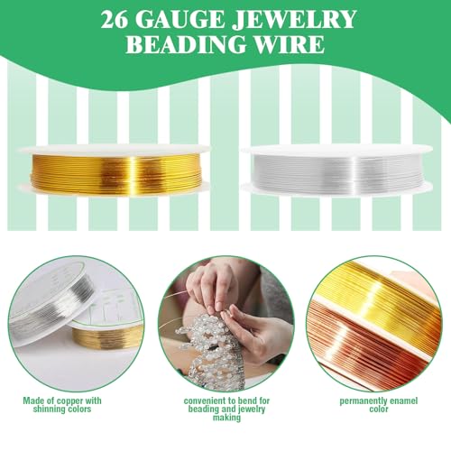 Yauhar 1166Pcs Jewelry Making Supplies Kit Contains Silver & Gold Earring Findings, Lobster Claw Clasps, Necklace Extender Chain, Beading Wire and Jewelry Pliers for DIY and Repair