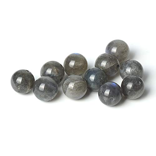 100Pcs Natural Stone 6mm Grey Moonstone Round Loose Gemstone Energy Healing Beads Hole Size 1mm DIY Smooth Beads for Bracelet Necklace Earrings Jewelry Making - color: Grey Moonstone, size: 6mm