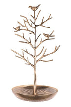 INVIKTUS Silver Birds Tree Jewelry Stand Display Earring Necklace Holder Organizer Rack Tower - color: antique cyan