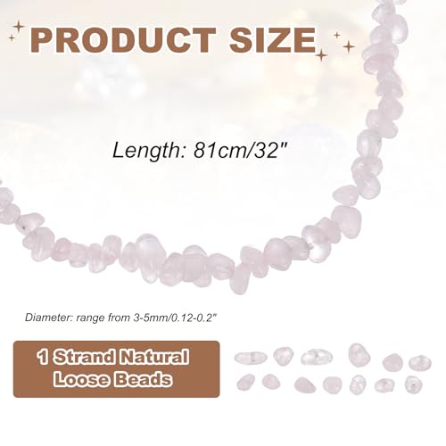 MECCANIXITY 310 Pcs Natural Drilled Rose Quartz Gemstone Chips Bulk 3mm to 5mm Dia. Irregular Tumbled Crystal Chip Beads for Jewelry Making Craft Supplies (Pink) - color: Rose Quartz, size: 3-5mm