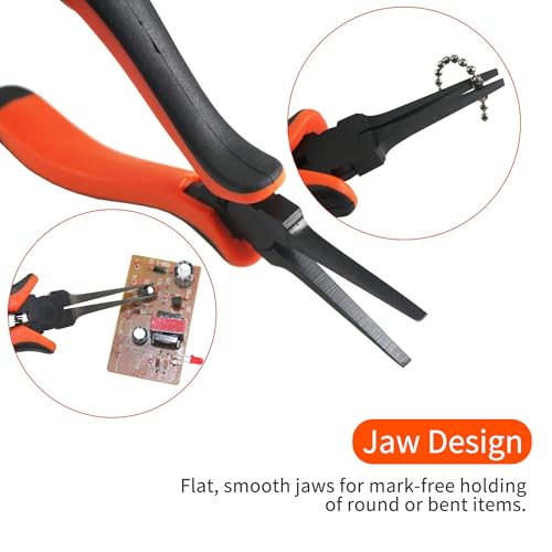Thin Flat Needle Nose Pliers 5.5 inches Flat Nose Pliers For Jewelry Making, Handcraft Making, PCB Board Repairing etc.