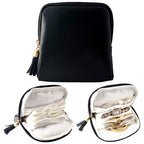 shunmei Mini Travel Jewelry Bag, Small Travel Jewelry Case with Zipper, Portable Velvet Jewelry Pouches for Necklaces, Earrings, Rings, Bracelets,Travel Essentials Gifts for Women Girls(Black) - color: Black