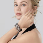 FANCY SHINY Mothers Day Gifts Boho Leather Wrap Bracelet Stackable Infinity Chunky Cuff Bracelets Western Hippie Outfits Jewelry Valentine Gifts for Women - color: Grey Leopard