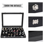 Siveit Jewelry Tray Organizer Box 48 Grid Jewelry Display Organizer Box with Transparent Lid Rings Earrings Necklaces Pendants Display Box Suitable for Women and Girls (48 Grid, Black) - color: Black