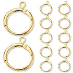 JUNCHONG 12Pcs Earring Hooks, Round Small Huggie Hoop with Loop Ear Leverback Hooks, Hypoallergenic 14mmx2mm Earring Findings for Jewelry Making, Gold - color: Gold