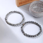 NCB 2.3-Piece 4mm Natural Crystal Gemstone Stretch Bracelets – Handmade Reiki Energy Healing Jewelry for Meditation,Yoga, Unisex - color: 2PCS ( Black Larvikite+Map Jasper ), size: 6mm