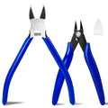 2 Pack Wire Cutters Set, 6" and 5" Ultra Sharp Flush Cutters, Carbon Steel Wire Cutters for Crafting, Electronics, 3D Prints, Jewelry Making, Model Sprue, Zip Ties(6"+ 5", Blue, 2 Pack) - color: 5"+ 6", Blue