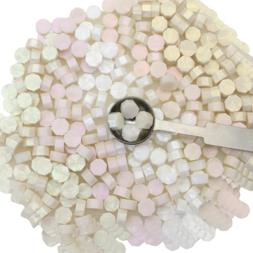 250Pcs White Mix Sealing Wax Beads for WaxSeal Stamp, WaxSeal Beads Set with 5 Colors Perfect for Gift Sealing, Letter Wax Sealing (250, White Mix) - color: White Mix