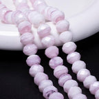 7.5×10mm 50pcs Pink White Faceted Lampwork Glass Beads for Jewelry Making, Flat Round Handmade Murano Beads for Bracelets, Crafts, Friendship Bracelet Kit, Rosary Making - color: Pink White