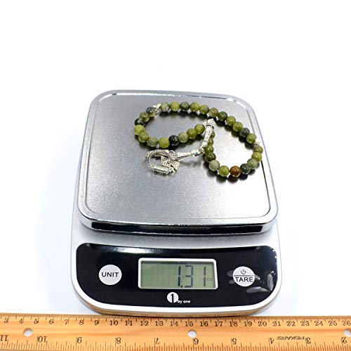 Simple Designed Natural Stone Worry Beads (8mm -33 Beads) - Prayer Beads Tesbih-Tasbih-Tasbeeh-Misbaha-Subha-Sebha-Sibha-Rosary (Green Jade Stone) - color: Green Jade Stone