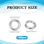 PH PandaHall 100pcs 925 Sterling Silver Plated Jump Rings, 3mm Open Jump Rings Brass Jewelry Connector Ring 22 Gauge Unsoldered O Ring for Earrings Bracelets Necklaces Chain Choker DIY Craft Making