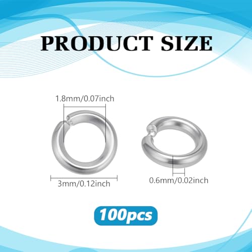 PH PandaHall 100pcs 925 Sterling Silver Plated Jump Rings, 3mm Open Jump Rings Brass Jewelry Connector Ring 22 Gauge Unsoldered O Ring for Earrings Bracelets Necklaces Chain Choker DIY Craft Making