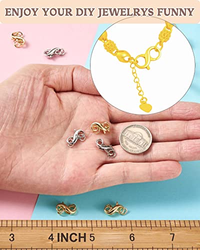 Dailyacc S925 Double Opening Lobster Clasp Sterling Silver and Gold Necklace Bracelet Extender Clasps and Closures for DIY Jewelry - color: Gold 2PCS, size: 13mm × 7mm