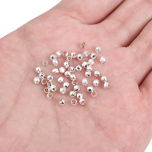 BEADIA Silver Plated Laser Round Spacer Beads 3x3mm 50pcs for Jewelry Making Findings Non Tarnish - color: Silver, size: 3mm Laser