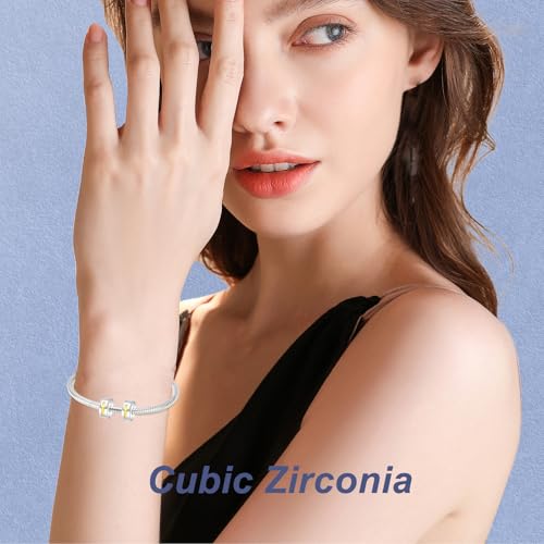 925 Silver Charms Pendants For Pandora Bracelet Golden charms Bead Safety Chain Clip set Heart Flower Animal Beads Family, Mom, Friend, Daughter, Birthday, Jewelry Gift - style: F-Cross Clip*2