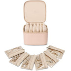 VLANDO Small Jewelry Box Organizer,Travel Jewelry Storage with 6 Velvet Jewelry Zipper Pockets,Travel Jewelry Case Birthday Gifts for Women Girls(Khaki) - color: 6PCS-Khaki