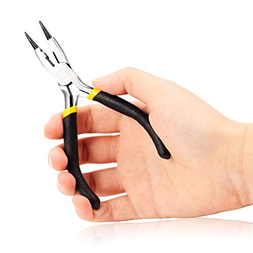SPEEDWOX Mini Round Nose Pliers with Cutting Edges for Jewelry Making, Small Wire Looping, Multi Use, 5 Inch Tapered Jaw, Micro Pliers, Precision Beading, Hobby Work, Craft - size: Round Nose with Cutter