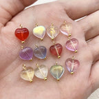 50pcs Glass Pendant Charms - Multicolor Theme Drops for Necklace Craft, Jewelry Making Supplies (Various Styles) - style: Heart 3#