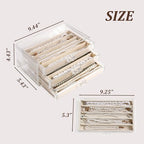 CLUQMEIK Necklace Organizer Box with Clear Lid, Dustproof Velvet Jewelry Holder Storage Display Case, Stackable Acrylic Necklace Tray Drawer Insert for Women and Girls (Beige,3 Drawers) - color: BEIGE-3Layer